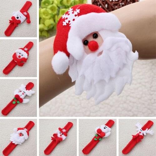 Santa Claus Slap Circle Wrap~ Bracelet Christmas Gift Party Decor Deer Bear Snowmen Character Decoration Cute Cartoon 2019