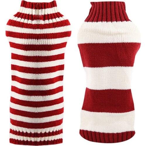 Dog Red Stripe Sweater For Small Cats Sphynx Winter Warm Knitted Cat Sweater Costumes Kitten Coat Jacket Pet Chihuahua Clothes