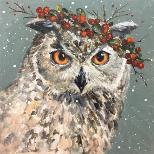 Owl Wearing a Wreath Animal Diamond Painting Round Full Drill Nouveaute DIY Mosaic Embroidery 5D Cross Stitch Home Decor Gifts