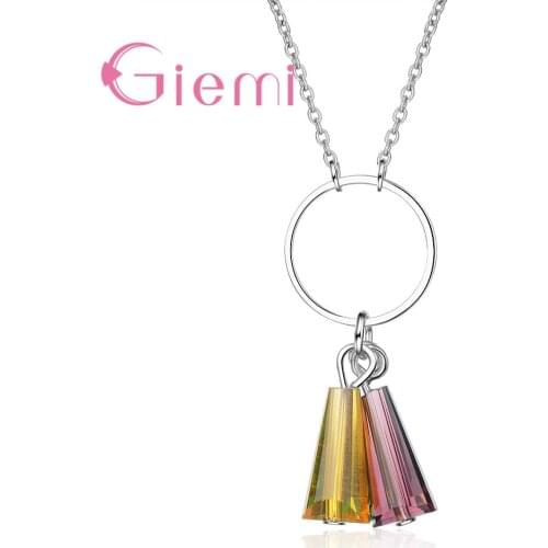 Stylish Silver Jewelry Necklace For Women Girl Top Quality Colored Crystal Tassel Pendant Collar Wholesale Retail