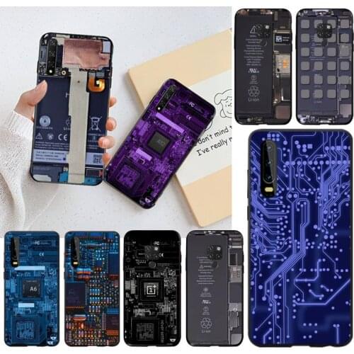Inside electronics circuit board Soft Phone Case Capa for Huawei P40 P30 P20 lite Pro Mate 30 20 Pro P Smart 2019 prime