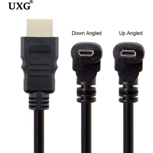 Up & Down Angled 90 Degree Micro HD To HD Male HDTV HDMI-compatible Cable For Cell Phone & Tablet & Camera