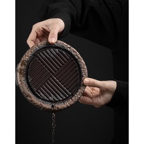 Japanese Pot Tray Water Drop Container Ancient Early Burning Stoneware Tea Pot Base Small Size Dry Pour Tea Tray Tea Table