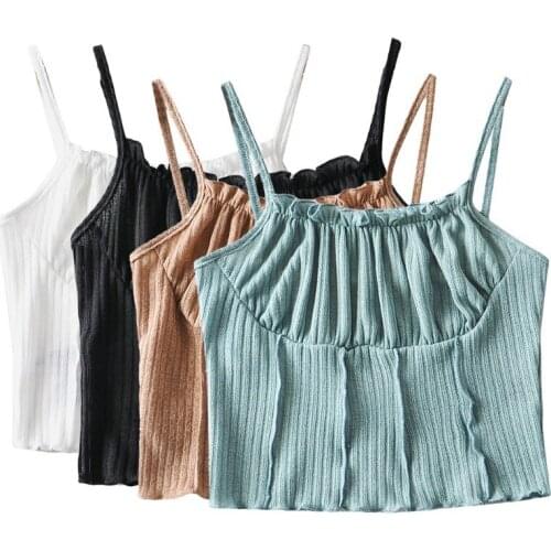Summer sexy tops for women fashion solid cami top spaghetti strap white ruched top black cute tops korean fashion clothing