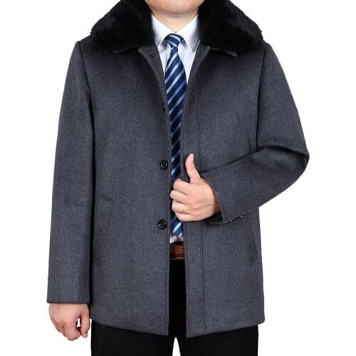 Winter Overcoat Single Breasted Mens Woolen Jackets Middle-aged Thicken Wool & Blends Clothing 3XL 4XL