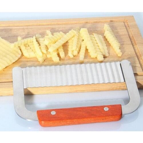 1PC Potato French Fry Cutter Stainless Steel Kitchen Serrated Blade Easy Slicing Banana Fruits Potato Wave Knife Chopper KX 157