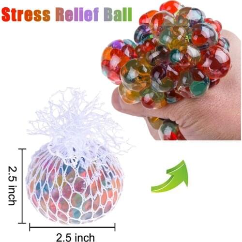 1PC Funny Anti-Stress squishy Rainbow Mesh Ball Stress Glowing Squeeze Grape Toys Anxiety Relief Stress Ball Decompression toys