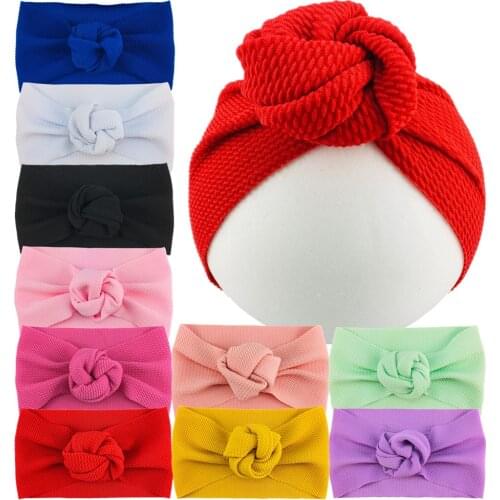 10pcs Baby Girls Waffle RoseTopknot Turban Kids Bullet Floral Elastic Head Wrap Headband Boutique Hair Accessories