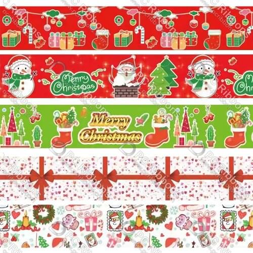 16-75MM Christmas Grosgrain Ribbons 50 Yards Ribbon Grosgrain Fabric Ribbons for Graduation Summer Home Party Wrapping Crafts