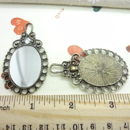 2pcs Charms Mirror Pendant Bright Antique bronze Zinc Alloy Fit Bracelet Necklace DIY Metal Jewelry Findings
