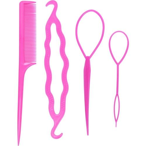 4Pcs/Lot Pratical Easy To Use Topsy Tail Hair Braid Ponytail Maker Styling Tool Hair Accessories Hair Braiding Making Tools
