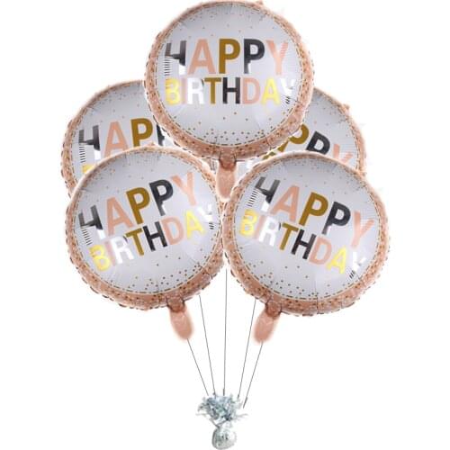 5pcs Happy Birthday Parties Foil Balloons Children Adult Birthday Dot Pattern Helium Mylar Balloons for Kids Party Supplies