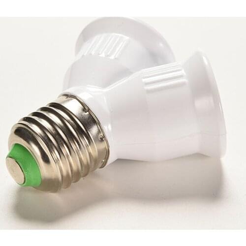 E27 2 Splitter Adapter Converter Socket LED Y Shape Light Lamp Bulb Splitter Adapter Converter 2 Heads Screw Lamp Base Holder