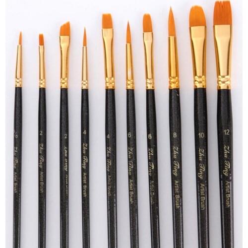 10Pcs Watercolor Water Paint Brush Calligraphy Drawing Pen School Art Supplies