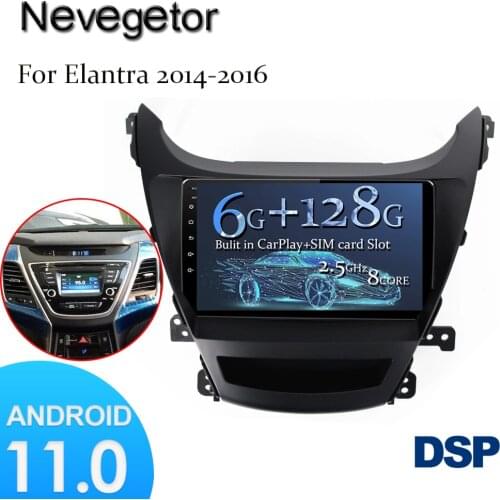 6G + 128G DSP 4G LTE Carplay Android 10 For Hyundai Elantra Avante I35 2011-2016 Car Radio Multimedia Player GPS Navigaion RDS