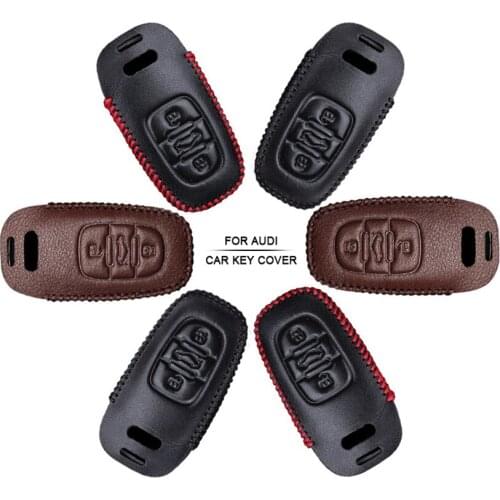 Car Accessories Key Cover Case For Audi A3 A4 A6 A1 Q3 Q5 Q7 S5 A8 Accessories Hand-woven Smoky Grey Metal Keyring Keychain