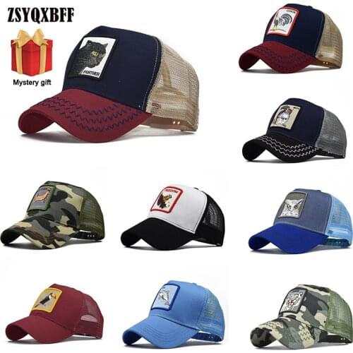 Fashion Animal Embroidered Baseball Cap Mens Womens Snapback Hip Hop Cap Summer Breathable Mesh Sun Cartoon Unisex Streetwear