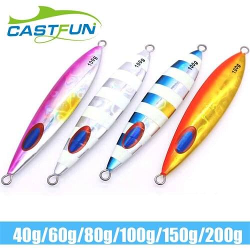 CASTFUN Jigging Lure Artificial Baits 4pcs/lot 80g 100g 150g 200g Slow Jigging Lure Fishing Jigs for Tuna Metal Jig