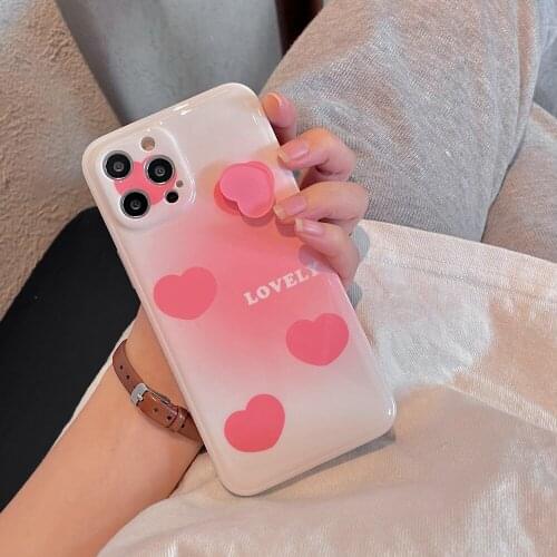 3D Whirligig Pink Love Heart Protection Phone Case for iPhone 12 Pro Max 11 pro max X XS XR 7 8 Plus 12mini Release Stress Cover