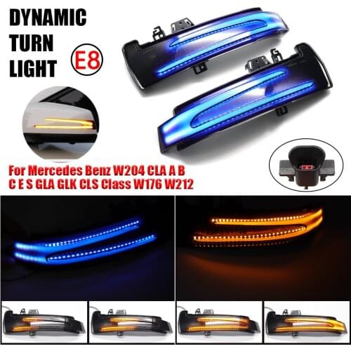 For Mercedes Benz W204 CLA A B C E S GLA GLK CLS Class W176 W212 Water Blinker Flashing Dynamic Turn Signal Side Mirror LED