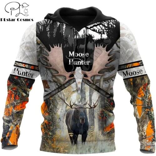 Camo Moose Hunting 3D All Over Printed Hoodies Men Sweatshirt Unisex Streetwear Zip Pullover Casual Jacket Tracksuits KJ0223