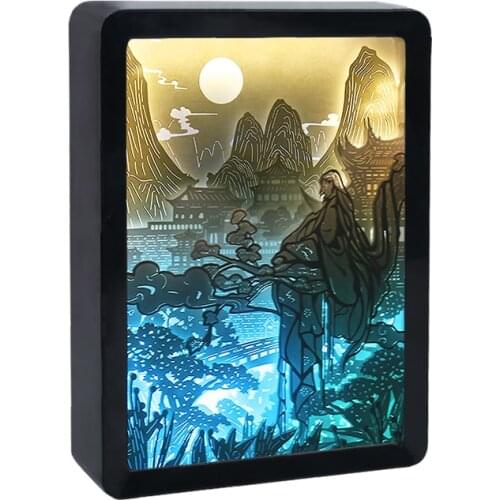 Chinese Traditional Twelve Zodiac puzzle paper cut night light shadowbox frame decorations