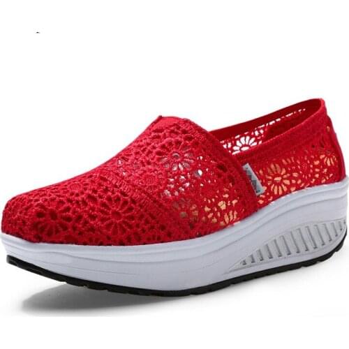 Breathable Platform Casual Shoes Women Summer Mesh Shoes Cut-Outs Canvas Sneakers Woman Loafers Female Shoes XKD7010