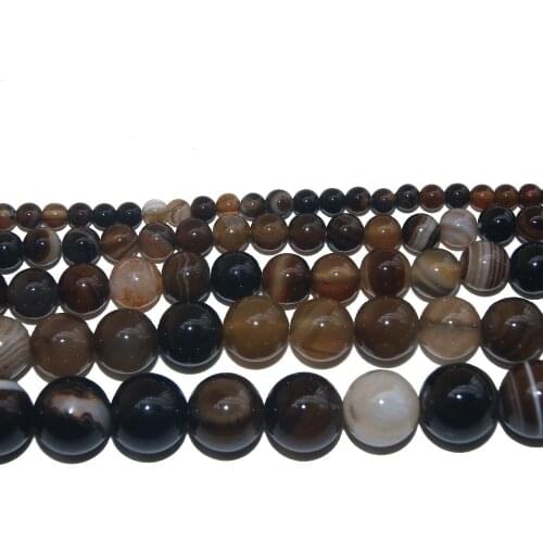 Natural Stone Coffee Stripes Agates Round Beads 4 6 8 10 12 MM Pick Size For Jewelry Making Charm DIY Bracelet Necklace Material