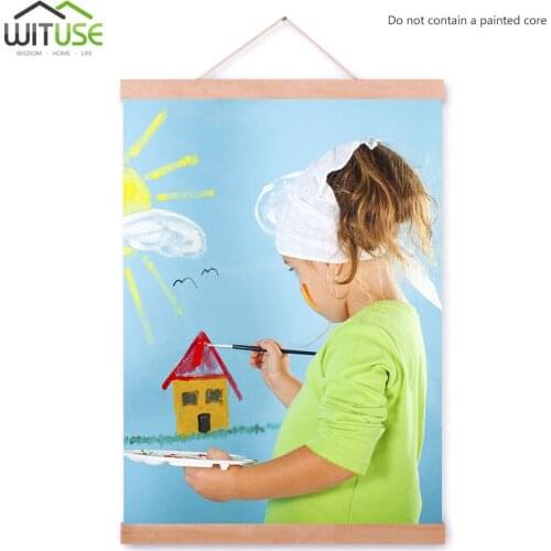 21-60cm Hanger Magnetic Photo Painting Print Frames Teak Hanging Canvas Wood DIY Custom Poster Holder Art Decor Wall Decoration