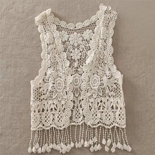 Fashion Baby Girl Clothes Crochet Lace Hollow T-shirt Top Vest Tassel Cover Up Waistcoat