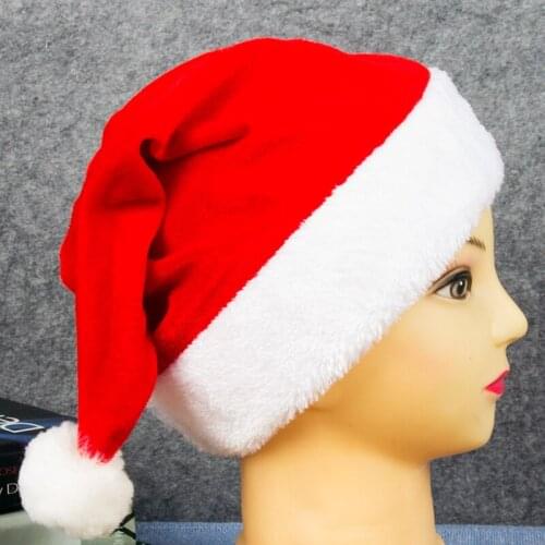 6pcs Soft Plush Santa Hat Classic Christmas Santa Claus Cap Unisex Velvet Christmas Hats Comfort Plush for New Year Xmas Party