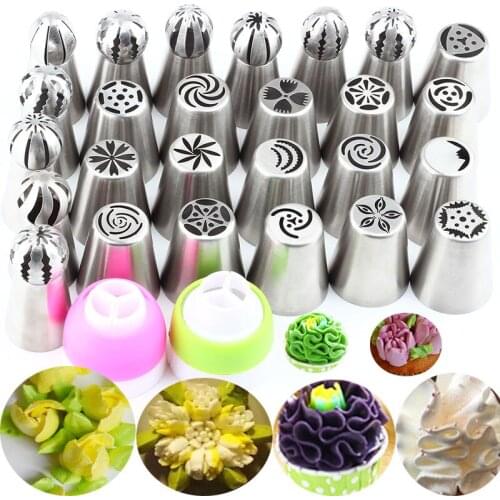 28Pcs Flower Sphere Icing Nozzles Piping Russian Tips Party Stainless Steel Icing Piping Nozzles Baking