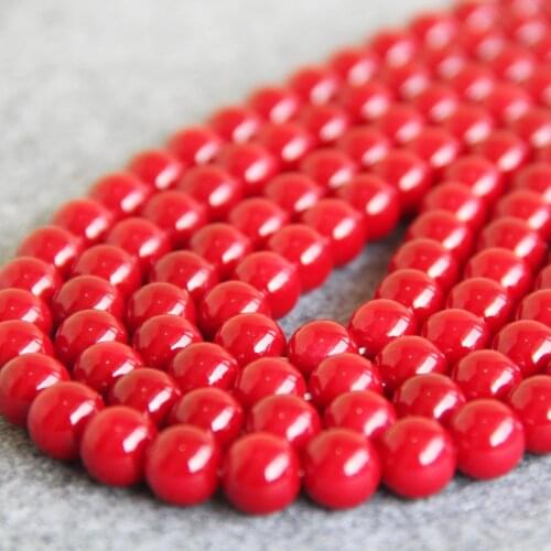 New Hot sale beautiful 10mm Red Shell Glass Round beads DIY women loose beads 15inch 2pc/lot Jewelry making design wholesale