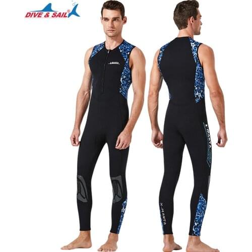 New Mens Neoprene 3MM Long Fullsuit - Front Zip One Piece Diving Suits Sleeveless Wet Suit for Water Sports- Easy Stretch