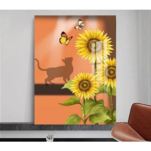 HD Sunflower Canvas Paintings Nordic Butterfly Cat Posters and Prints Cuadros Wall Art Pictures For Living Room Home Decoration