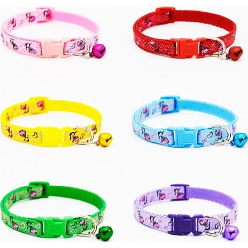 10pcs adjustable cat collar dog accessories pet dog little girl pattern small bell dog chain pet supplies multi-color options
