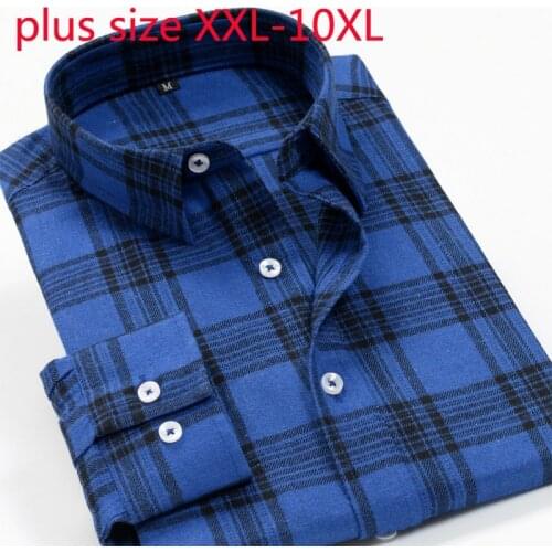 New Arrival Fashion Super Large Men Plaid Long Sleeve Casual Shirts Smart Flannel Spring And Autumn Shirt Plus Size 2XL-9XL 10XL