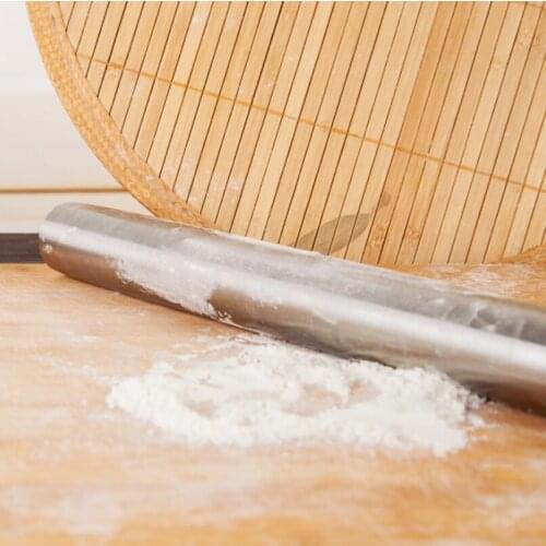 Stainless Steel Fondant Rolling Pin Baking Rough Clay Pizza Pasta Roller Non Stick Cake Accessories LX5039