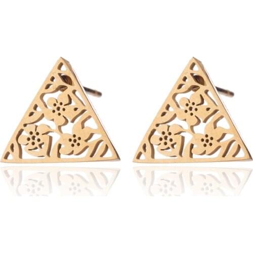 Sasusp New Punk Stainless Steel Earrings For Women Personalise Girls Hollow Triangle Fine Earrings Jewelry Best Gifts Joyería