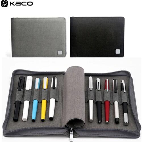 KACO ALIO Pen Storage Bag For 10 pens zipper warterproof pen storage bag Black Pen Case Holder Storage Pouch Pencil