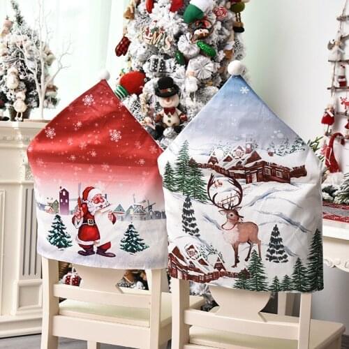 Merry Christmas Chair Cover Christmas 2021 Christmas Decorations for Home Xmas Noel Ornament Happy New Year 2022 Home Decoration
