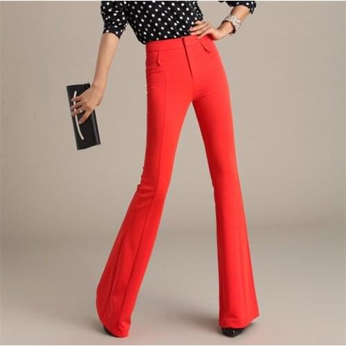 Spring summer new female fashion Flared pants woman Vintage casual pants high waist slim trumpet trousers Office OL work pants