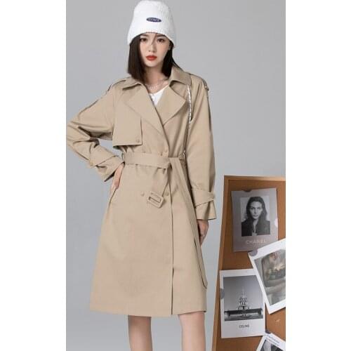 European high-end windbreaker womens middle long 2021 spring Autumn New Korean small man temperament coat