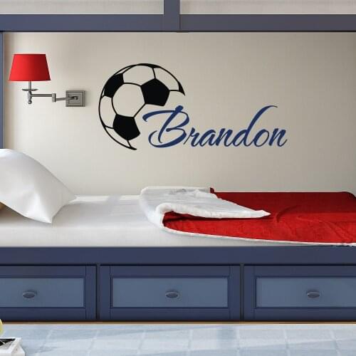 Custom made cool football Art Boys Name Wall Decals With Soccer ball Wall Stickers Home Kids Room Decor Vinyl home decoration