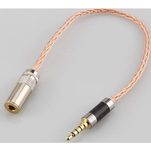 High Quality 10cm 3.5mm TRRS Male to 4.4mm Female Balanced Adapter 8 Cores 7N OCC Silver Plated Audio Adapter Cable