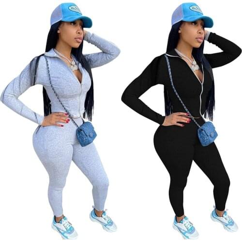 S-2xl Tracksuit Women 2 Piece Set Fitness Plain Color Long Sleeve Sweatpants Skinny Matching Outfits Wholesale Dropshipping