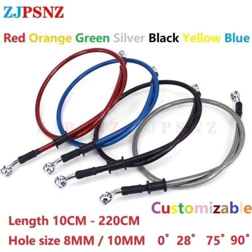 10-220cm Motorcycle Brake Oil Hose Brake Line Spring Brake Cable Reinforced Brake Clutch Oil Hose Line Pipe 8 10MM Customizable