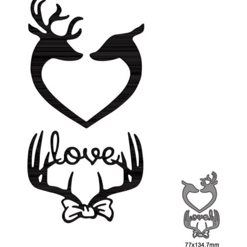 2pcs Elk Love Frame Metal Cutting Dies For Scrapbooking Photo Album Card Paper Embossing Craft DIY Die Cut 2021 New