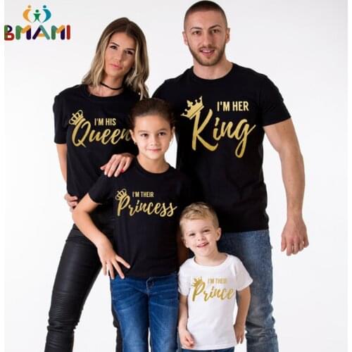 2020 Mother Daughter Family Matching Outfits Matching Father Mother Daughter Son Clothes Cotton T-shirt King Queen Family Look