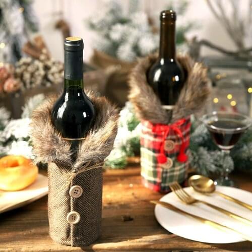 20X12CM Wine Bottle Cover Party Ornament Decor For Home Party Dinner New Year Gift Bottle Bag Wine gift Bag